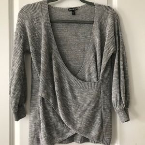 Express Wrap Front Balloon Sleeve Sweater